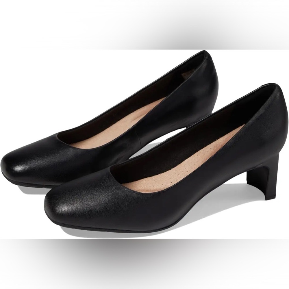 Clarks Classic Black Leather Heels
